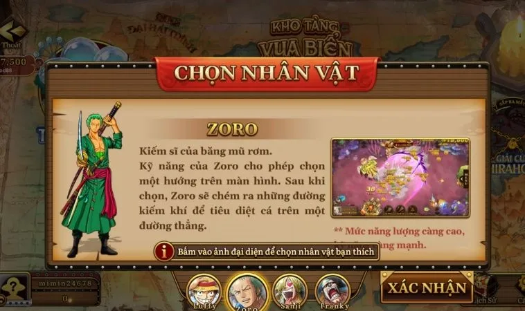 Chọn nhân vật trong game Bắn Cá Đại Hải Trình Tại KG88