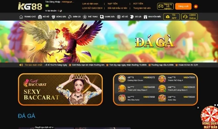 Thiết kế giao diện Đá Gà KG88 đẹp, chuyên nghiệp