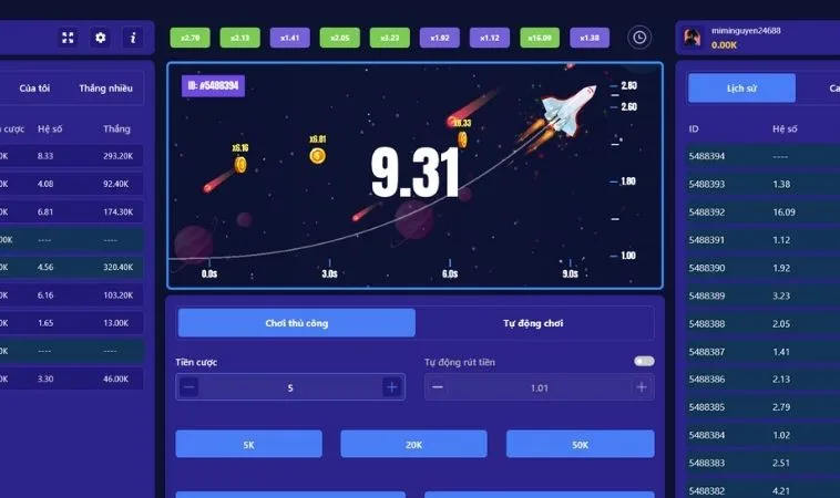Giao diện chơi game nhanh ZetX Tại KG88