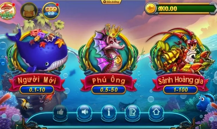 Các sảnh chơi trong game Vua Bắn Cá Tại KG88